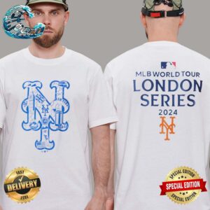 New York Mets MLB London Series Flag Two Sides Print Unisex T-Shirt