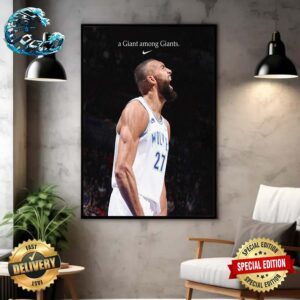 Nike Tribute a Giant among Giants To 4x Defensive Player Of The Year Rudy Gobert Minnesota Timberwolves Poster Canvas