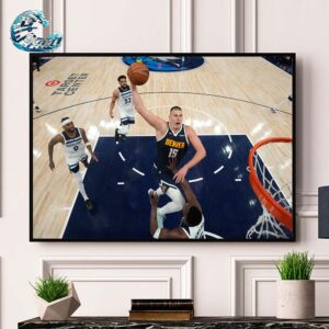 Nikola Jokic Poster Dunk On Anthony Edwards Nuggets Tied The Series Wester Semifinals NBA Playoffs 2024 Wall Decor Poster Canvas
