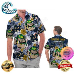 Notre Dame Fighting Irish Coconut Aloha Hawaiian Shirt Beach Shorts Custom Name For Men Women