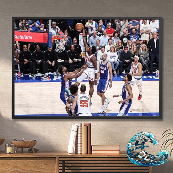 OG Anunoby Poster Dunk On Embiid With Knicks Advance To The Eastern Semifinals NBA Playoffs 2024 Wall Decor Poster Canvas