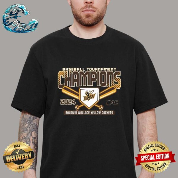 Official Baseball Tournament Champions 2024 OAC Baldwin Wallace Yellow Jackets Logo Unisex T-Shirt