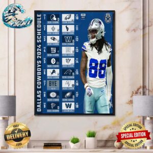 Official NFL 2024 Season Schedule Dallas Cowboys Wall Decor Poster Canvas