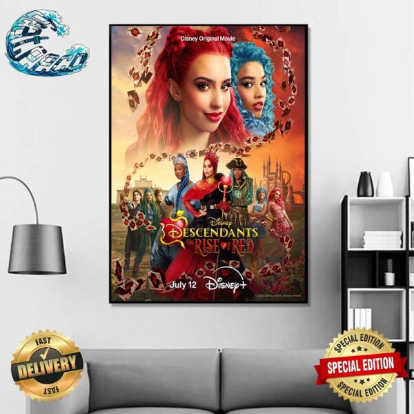 Official New Poster For Descendants The Rise Of Red Releasing On Disney+ On July 12 Home Decor Poster Canvas