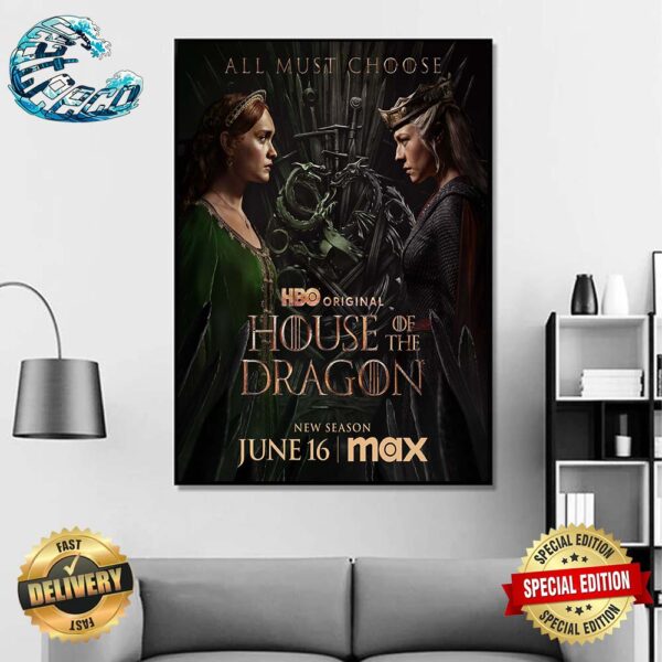 Official New Poster For House Of The Dragon Season 2 Premiering On Max On June 16 Home Decor Poster Canvas