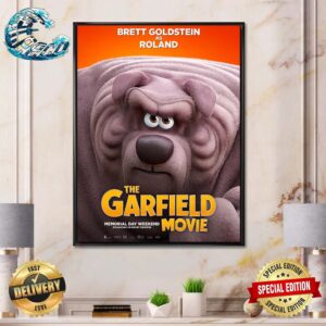 Official Poster Brett Goldstein As Roland The Garfield Movie 2024 Exclusively In Movie Theaters Poster Canvas