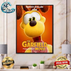 Official Poster Harvey Guillen As Odie The Garfield Movie 2024 Exclusively In Movie Theaters Home Decor Poster Canvas