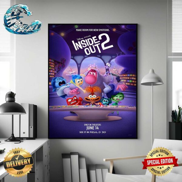 Official Poster Inside Out 2 Only In Theaters June 14 See In RealD 3D Home Decor Poster Canvas