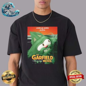 Official Poster Janelle James As Olivia The Garfield Movie 2024 Exclusively In Movie Theaters Premium T-Shirt