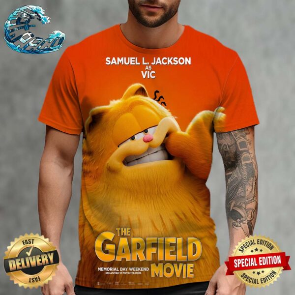 Official Poster Samuel L Jackson As Vic The Garfield Movie 2024 Exclusively In Movie Theaters All Over Print Shirt