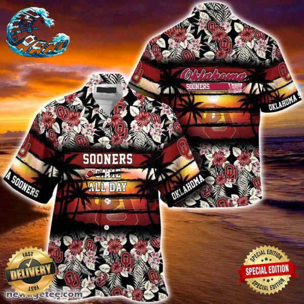 Oklahoma Sooners Summer Beach Hawaiian Shirt Hibiscus Pattern For Sports Fan