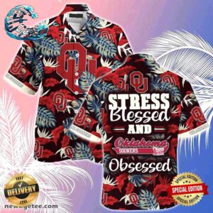 Oklahoma Sooners Summer Beach Hawaiian Shirt Stress Blessed Obsessed