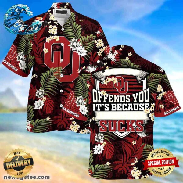 Oklahoma Sooners Summer Beach Hawaiian Shirt This Flag Offends You