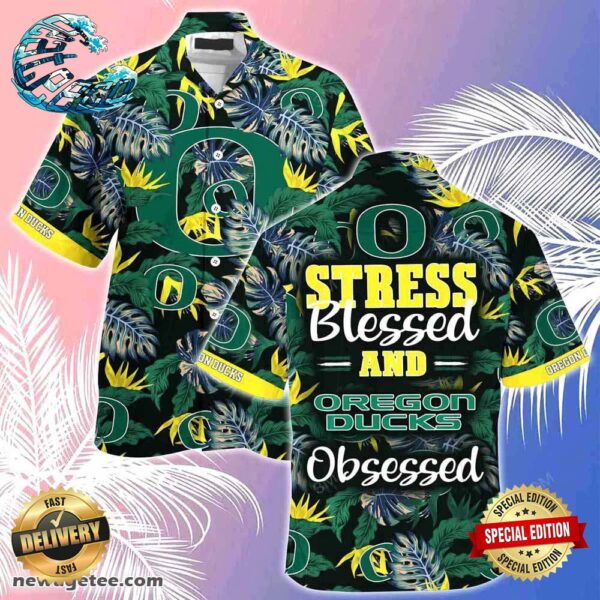 Oregon Ducks Summer Beach Hawaiian Shirt Stress Blessed Obsessed