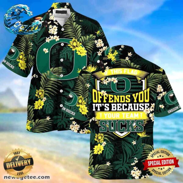 Oregon Ducks Summer Beach Hawaiian Shirt This Flag Offends You