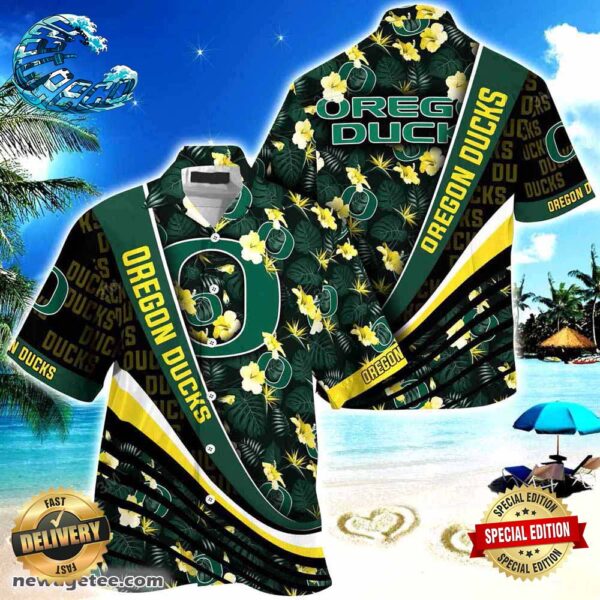 Oregon Ducks Summer Beach Hawaiian Shirt With Tropical Flower Pattern