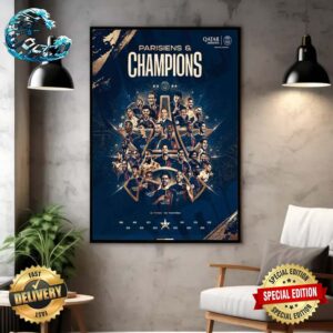 Paris Saint-Germain Parisiens Champions Ligue 1 Champions 12 Titres 50 Trophies Poster Canvas