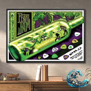 Pearl Jam Poster At Bottlerock Festival In Napa Velley CA On May 25th 2024 Art By Brad Klausen Wall Decor Poster Canvas