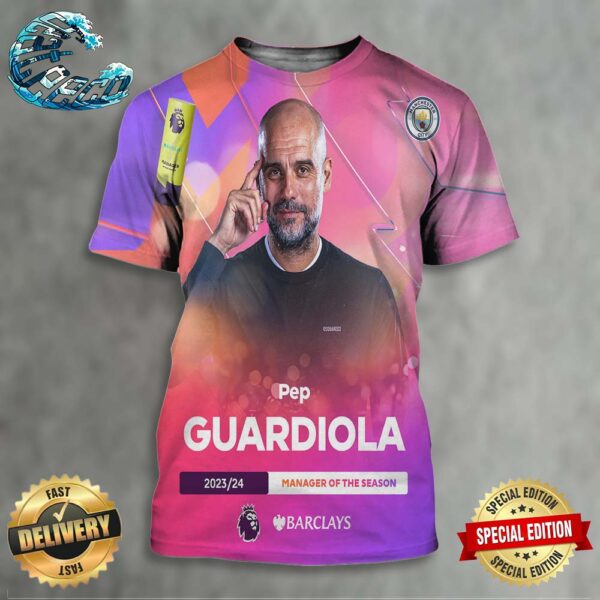 Pep Guardiola Manchester City 2023-24 Manager Of The Season All Over Print Shirt