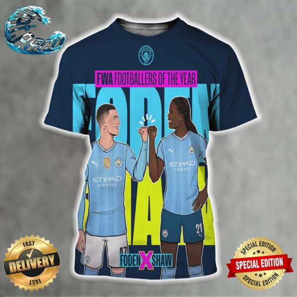 Phil Foden And Bunny Shaw Named FWA Footballers Of The Year In Manchester City 2024 All Over Print Shirt