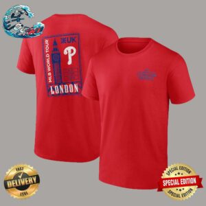 Philadelphia Phillies 2024 MLB World Tour London Series Two Sides Print Vintage T-Shirt