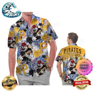 Pittsburgh Pirates America Flag Tropical Floral MLB Aloha Hawaiian Shirt Beach Shorts Custom Name For Men Women