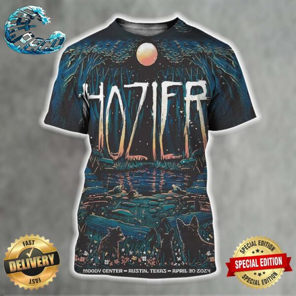 Poster For Hozier Is Hitting The Moody Center In Austin Texas Tonight For His Unreal Unearth Tour On April 30 2024 All Over Print Shirt