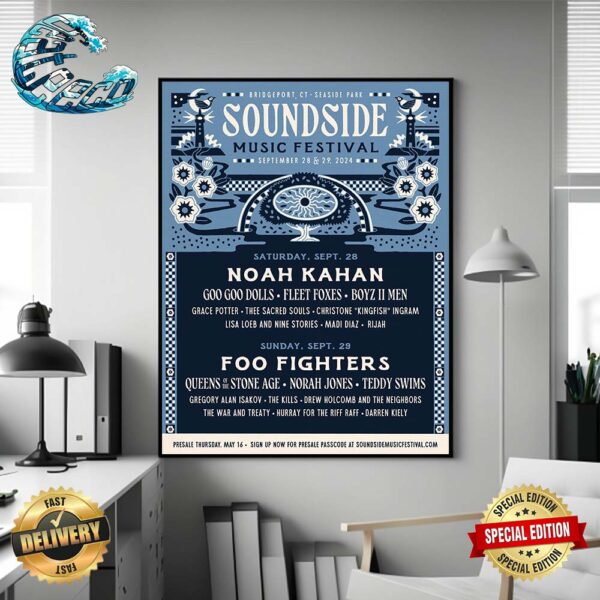Poster For Soundside Music Festival At Seaside Park In Bridgeport CT On September 28 And 29 2024 Home Decor Poster Canvas