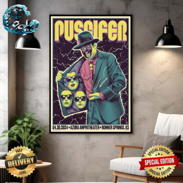 Puscifer Tonight’s Poster For Bonner Springs KS On April 30 2024 At Azura Amphitheater Home Decor Poster Canvas