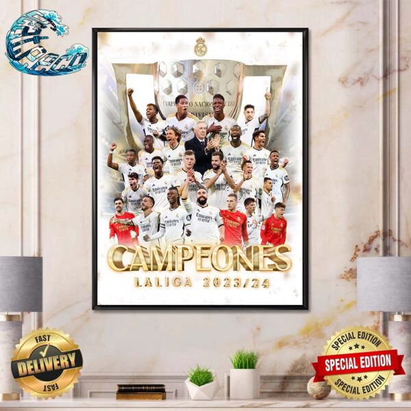 Real Madrid Somos Los Campeones 36th De Laliga 2023-24 Home Decor Poster Canvas