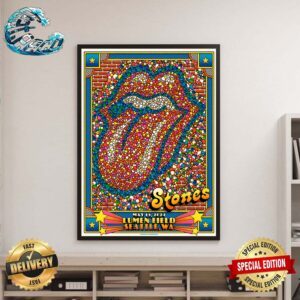 The Rolling Stones Lithograph Official Poster For Show At Lumen Field On May 15 2024 In Seattle WA Wall Decor Poster Canvas