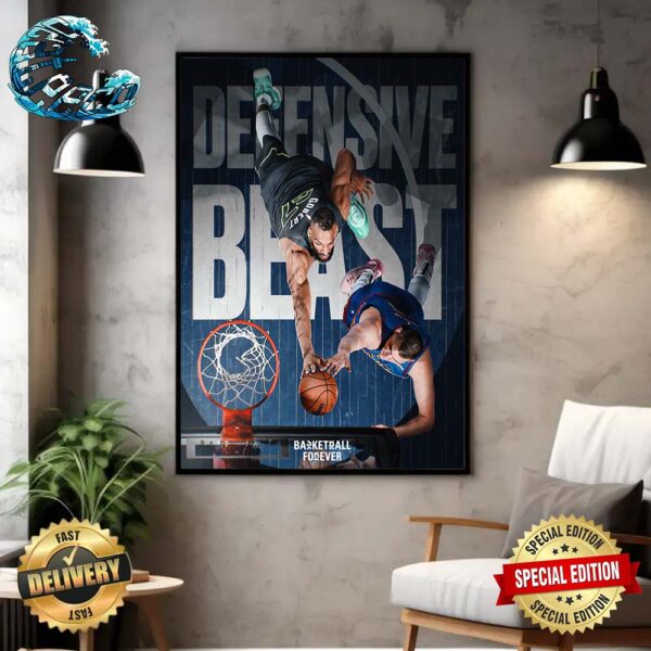 Rudy Gobert Defensive Beast Against Nikola Jokic Home Decor Poster Canvas