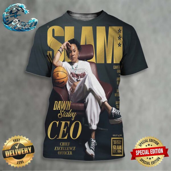 SLAM 250 Covers Dawn Staley CEO Chief Excellence Officer South Carolina Coach And Three-Time National Champion Gold Metal Editions All Over Print Shirt