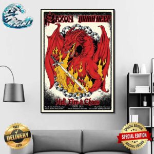 Saxon And Uriah Heep Hell Fire And Chaos In Texas 2024 Starting At The Gig In Cedar Park TX On May 27th Home Decor Poster Canvas