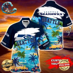 Seattle Seahawks NFL Personalized Hawaiian Shirt Beach Shorts