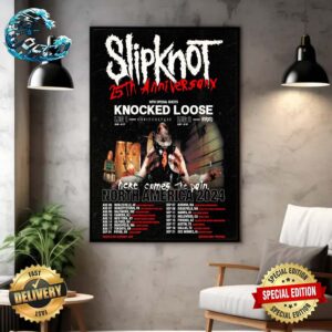 Slipknot Here Comes The Pain 25th Anniversary Tour Across America With Special Guests Knocked Loose From August 06th At Noblesville In Poster Canvas