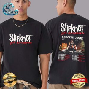 Slipknot Here Comes The Pain 25th Anniversary Tour Across America With Special Guests Knocked Loose From August 06th At Noblesville In Two Sides Print Unisex T-Shirt