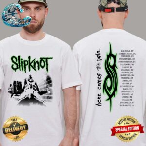 Slipknot Here Comes The Pain Anniversary Tour Place List Merchandise Limited White Two Sides Print Premium T-Shirt