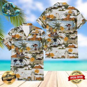 Snoopy And Friends Brown Hawaiian Shirt Beach Shorts