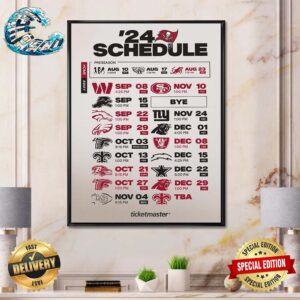 Tampa Bay Buccaneers NFL 2024 Season Schedule Home Decor Poster Canvas