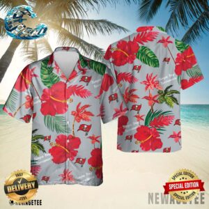 Tampa Bay Buccaneers NFL Color Hibiscus Button Up Hawaiian Shirt