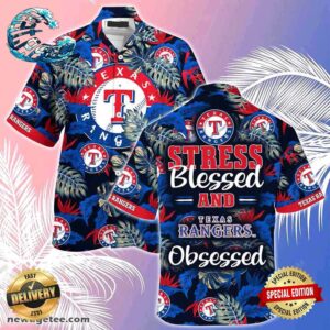Texas Rangers MLB Summer Beach Hawaiian Shirt Stress Blessed Obsessed