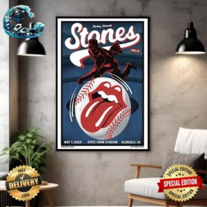 The Rolling Stones Hackney Diamonds Tour Poster For The Glendale AZ Second Night Show At State Farm Stadium Baseball Themed 24 May 7 2024 Poster Canvas