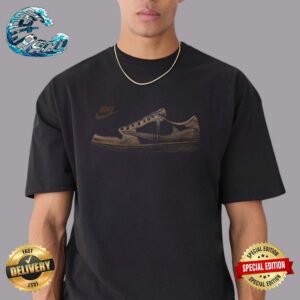 Travis Scott x Air Jordan 1 Low OG Velvet Brown Sneaker Gift For Fans Unisex T-Shirt
