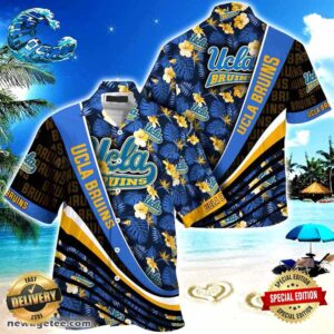 UCLA Bruins Summer Beach Hawaiian Shirt With Tropical Flower Pattern