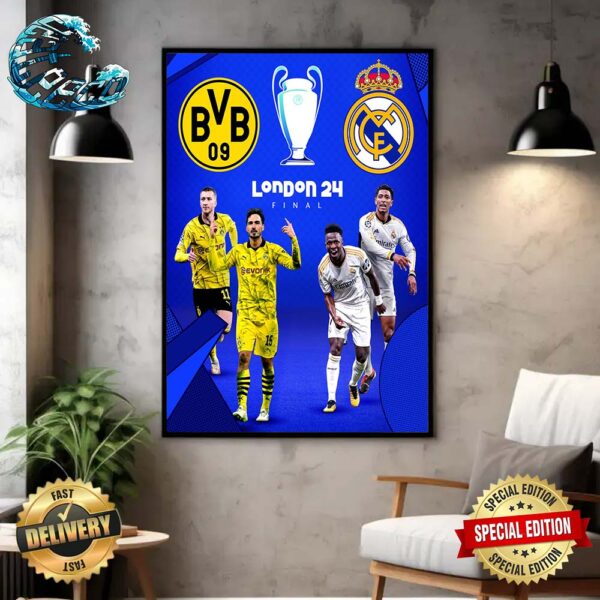 UEFA Champions League London Final 2023-24 Matchup BVB Borussia Dortmund Vs Real Madrid Poster Canvas
