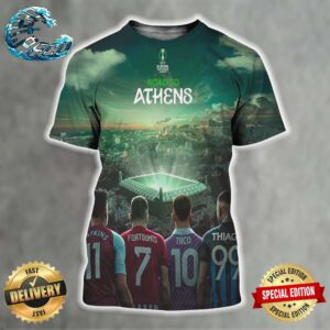 UEFA Europa Conference League Poster Aston Villa ACF Fiorentina And Olympiakos FC Club Brugge KV Road To Athens All Over Print Shirt