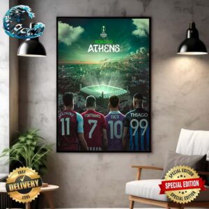 UEFA Europa Conference League Poster Aston Villa ACF Fiorentina And Olympiakos FC Club Brugge KV Road To Athens Poster Canvas