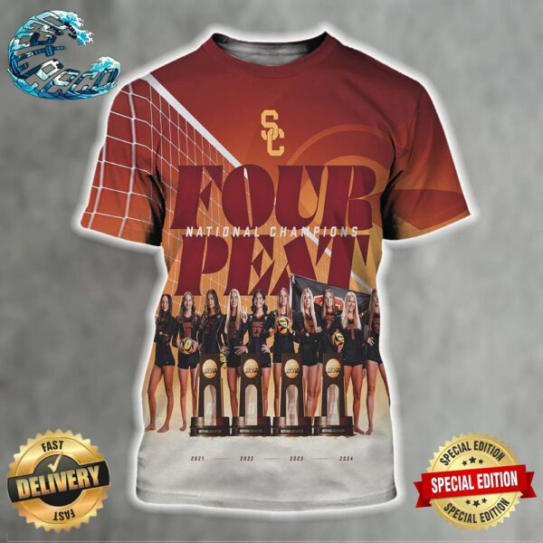 USC Trojans Four Peat 2021-2024 National Champions All Over Print Shirt