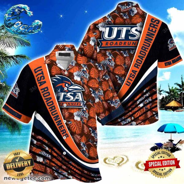 UTSA Roadrunners Summer Beach Hawaiian Shirt With Tropical Flower Pattern